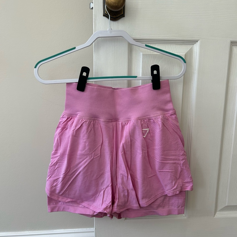 Women's Pink Gymshark Vital Seemless 2 in 1 shorts / skort
